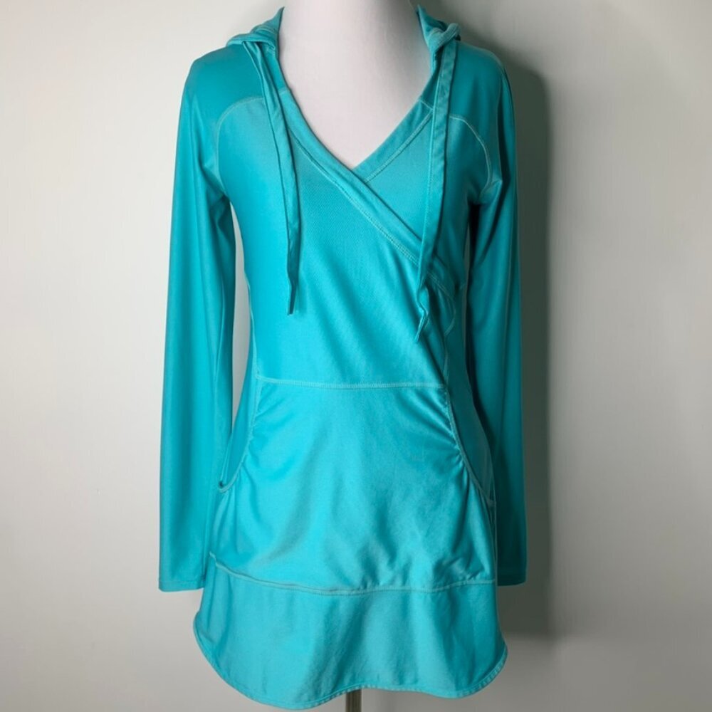 Athleta Style #906170 Women’s Blue Long Sleeve Hoodie Sun Shirt Tunic Size XS